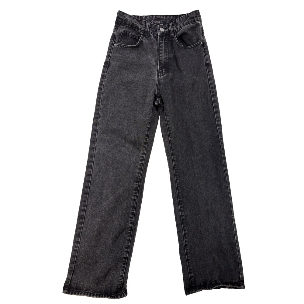 Shein Women's 2 Faded Black High Waisted Wide Leg Jeans Y2K Urban Streetwear